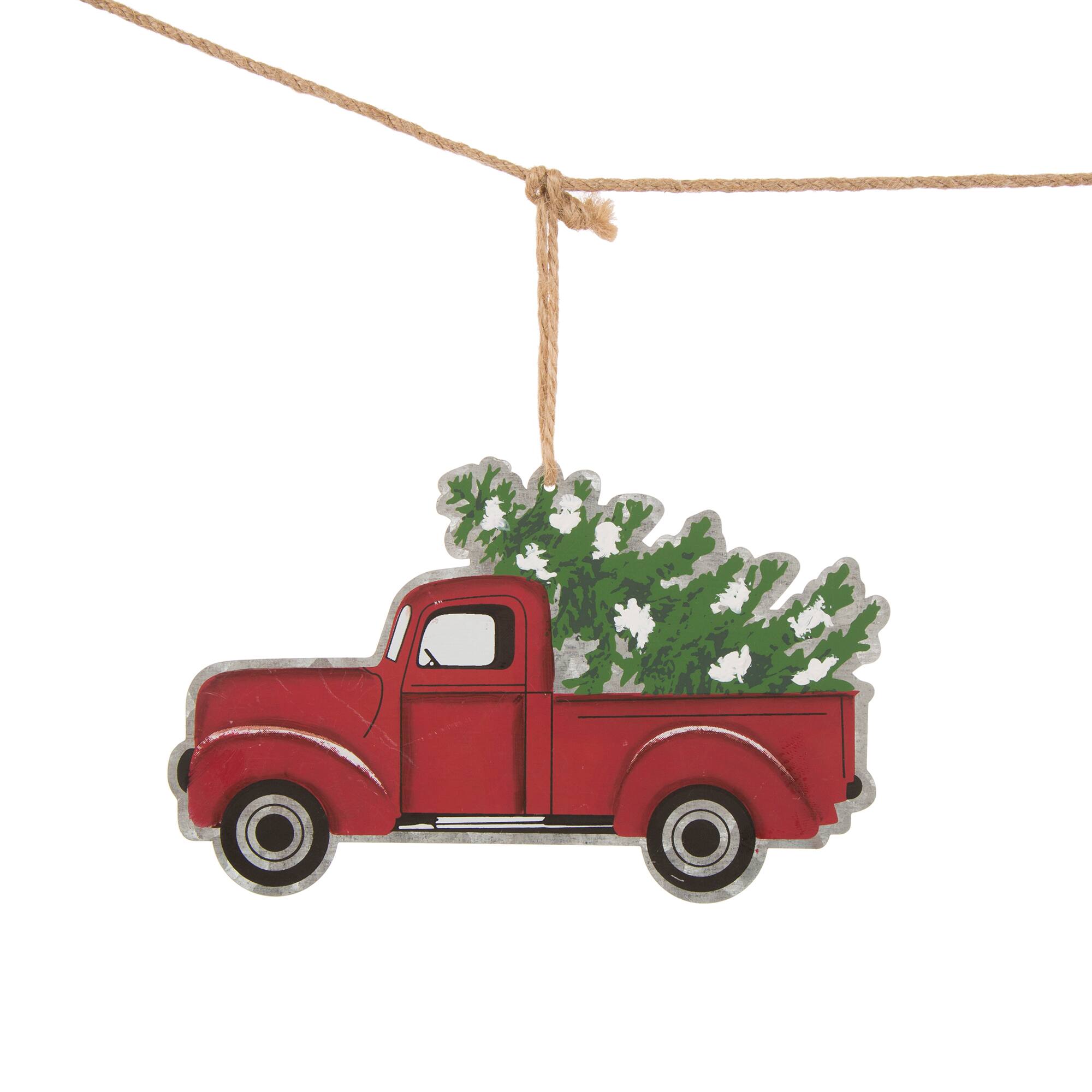 Glitzhome® 6ft. Metal Red Truck Garland Set